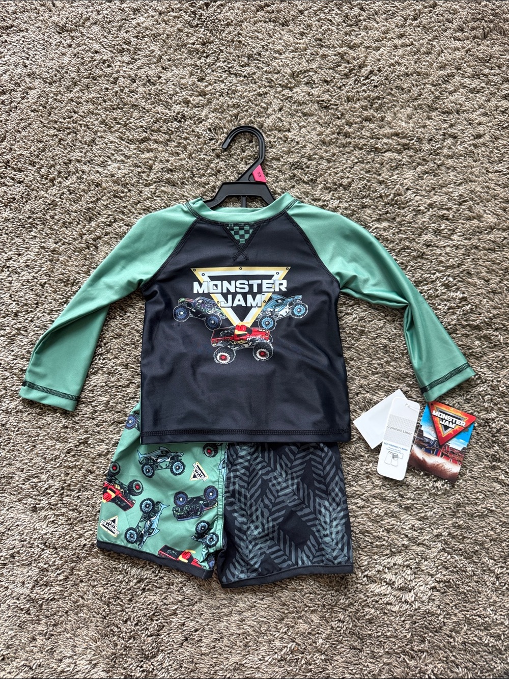 Boys Monster Jam Rash Guard Swim Set NEW